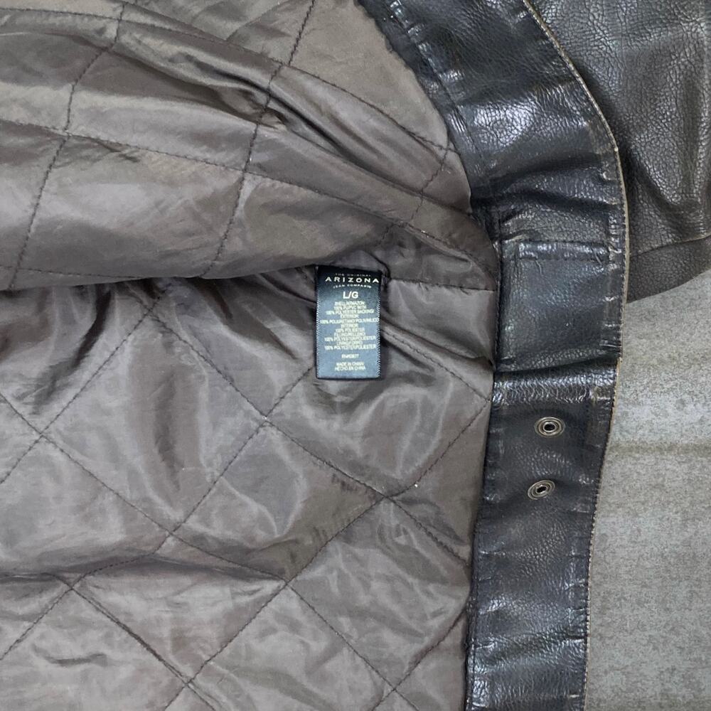 Vintage 90s Arizona Faux Leather Jacket Mens L Mocha Brown Insulated Full Zip - Picture 5 of 9